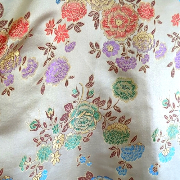 Metallic Jaquard Golden Roses Smoking Housecoat Robe OS - Picture 9 of 15